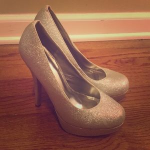 Silver sparkle heels